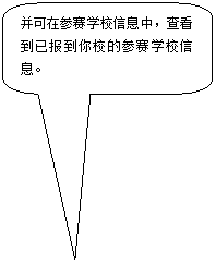 圆角矩形标注: 并可在参赛学校信息中,查看到已报到你校的参赛学校信息。